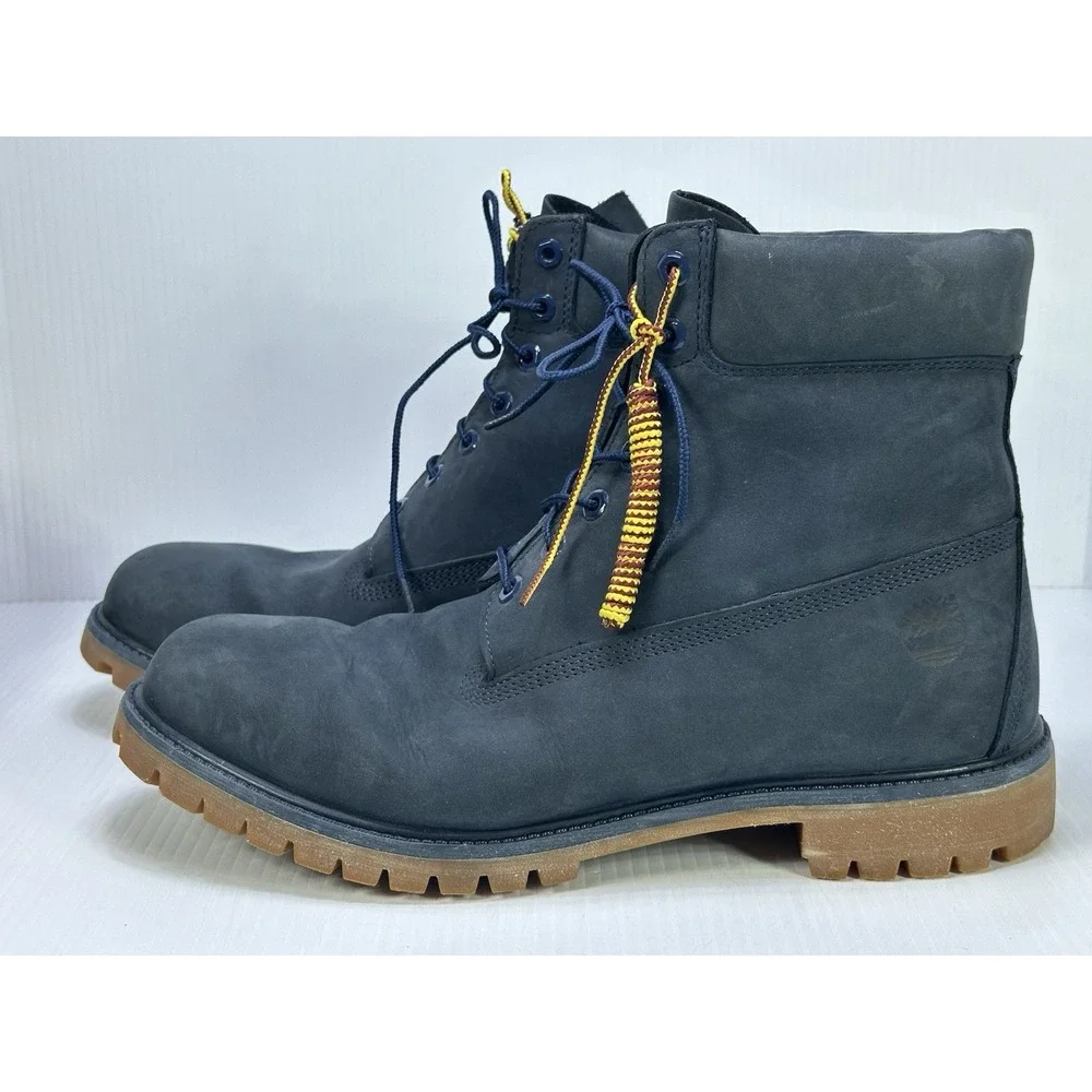 Timberland 6in Premium Waterproof Boots Navy Blue Nubuck Leather 6718B Mens 14 M